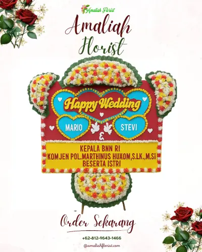 Karangan Papan Bunga Pernikahan di Wanaherang